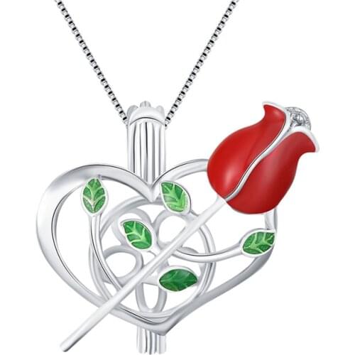 CLUCI Silver 925 Rose Flower Pendant Pendant 925 Sterling Silver Beauty Rose Pearl Locket Jewelry For Valentines Gifts SC212SB