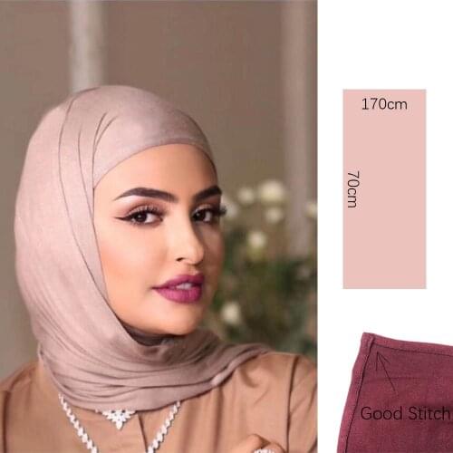 SMG 170*70cm Muslim plain Hijab cotton stretchy premium Jersey Scarf Soft Material big large size shawls women muslim