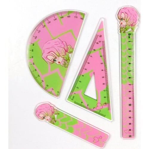 [MYKPOP]DEMON SLAYER Cartoon Figure Rulers Set Amine Tanjirou Nezuko Zenitsu Inosuke Fans Collection SC20052512