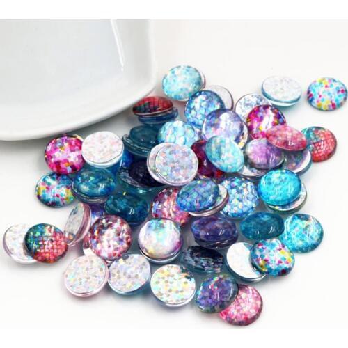 New Fashion 20pcs 12mm Fish scale Handmade Photo Glass Cabochons Pattern Domed Jewelry Accessories Supplies-E6-50