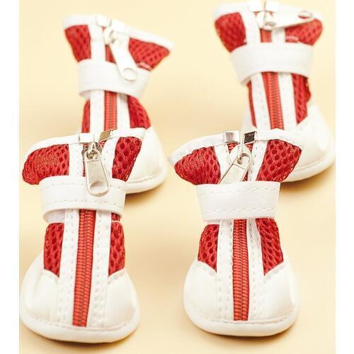 Pet dog shoes net surface zipper shoes for Teddy Puppy new small dog winter warm Pet supplies anti-slip dog boots cat sneaker