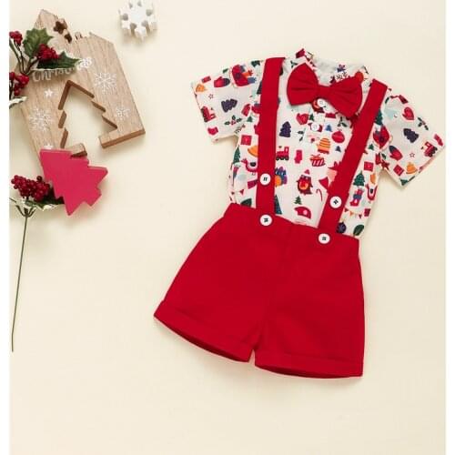 Newborn Baby Clothes Suit Bow Tie Gentlemen Christmas Outfit Birthday Gift For Kids Rompers Costume For Boys Thanksgiving