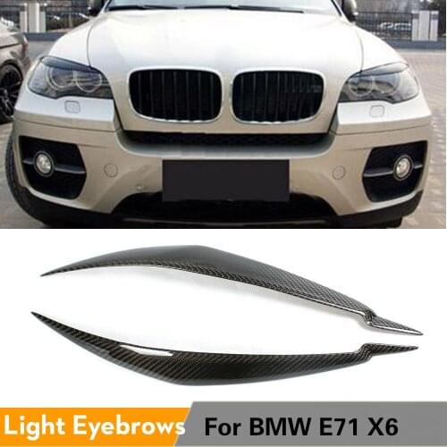 2PCS Carbon Fiber Front Lamp Eyelids Headlight Eyebrows Trims Stickers for BMW E71 X6 2008 - 2013 Car Accessories
