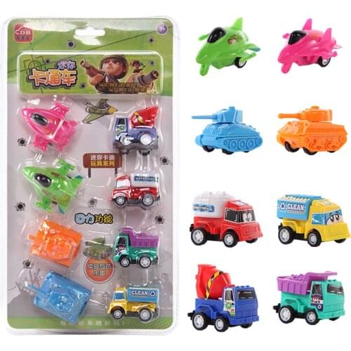 Plastic Car Toy High Quality Mini Cartoon Car Models Children Simulate Educational Trailer Toy Inertia Truck Kids Race Car Set