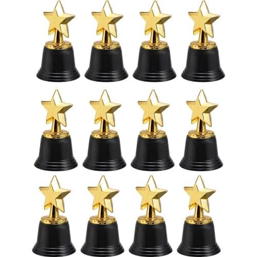 12PCS 13cm Plastic Star Trophies Winners Award for Sports Winner Reward Prizes Supplies Ornaments