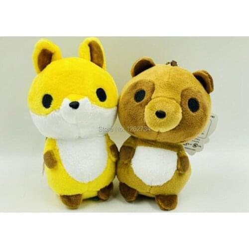 10/Lot 2 Styles Kitsune to tanuki 10CM Plush Keychain Pendant Figure Toy Retail