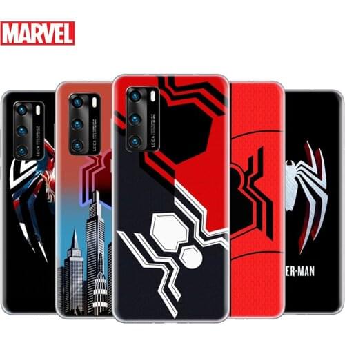 Transparent Cover Marvel Spider-Man Logo For Huawei P40 Lite E P30 P20 P10 P9 P8 Pro Plus Lite mini 2019 Phone Case