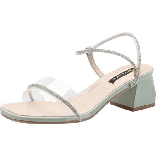 Summer Ladies Shoes Sandals Women Shoes Woman Crystal Clear Transparent Buckle Strap Thick High Heels Roman Sandals Casual Shoes
