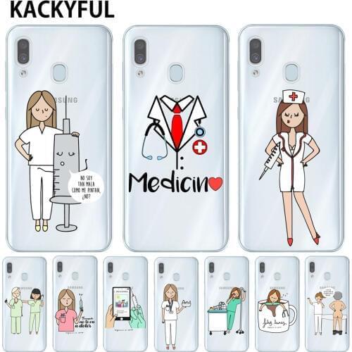 Spain Cartoon Medicine Doctor Nurse Case For Samsung Galaxy A30 A10 A50 A20 A40 A70 Soft TPU Phone Cover Coque Capa Fundas A305