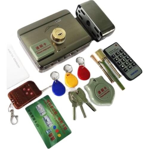 Smart Remote Control ID Card tag Door Gate Lock Castle Access Control Electronic Integrated RFID Rim Lock Double RFID Reader