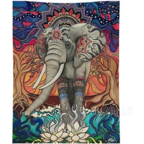 Special Elephants Hippie Boho Animal Background Cloth Colored Tapestry For Friend