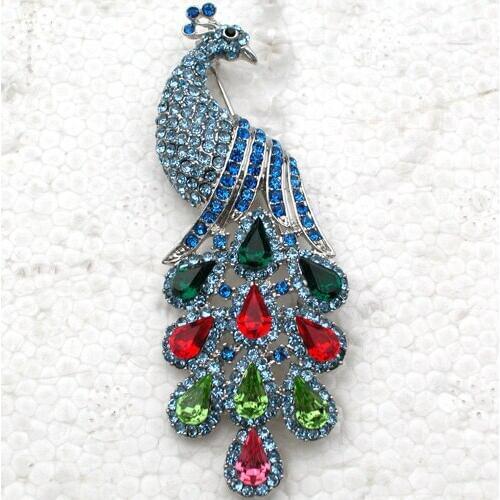 Wedding party jewelry brooch Rhinestone Peacock Pin brooches C250 E