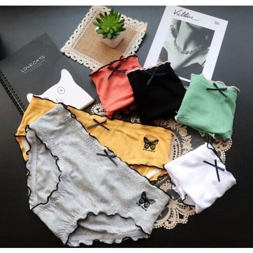 New Japanese Style Panties Womens Cotton Underwear Sexy Lace Panties Fashion Bow Comfort Briefs Low Waist Seamless Underpants