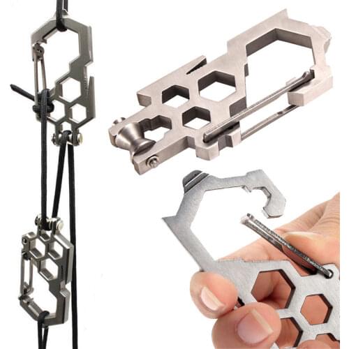 Stainless Steel hike outdoor multipurpose carabiner paracord parabiner survive hang buckle mountain climb camp multi tool