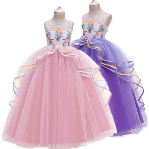 2020 Brand New Flower Girl Dresses White Pink Party Pageant Communion Dress Little Girls Kids Children Prom Dress for Wedding
