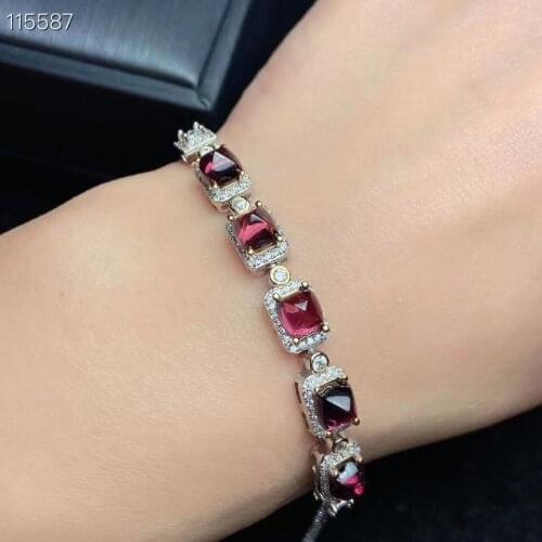 Party Top Sale Best Elegant Gift 100% Natural and Real Garnet Bracelet 925 Sterling Silver Garnet Bracelet