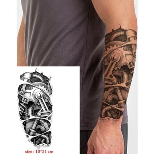 Tattoo Sticker machine gear waterproof Temporary hand arm leg back Tatoo Stickers Flash Fake Tattoos for girl Woman man
