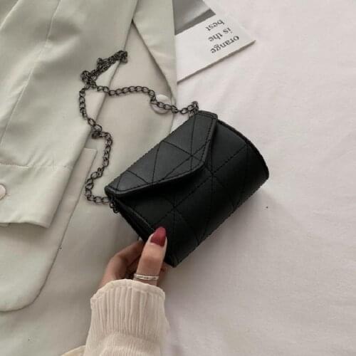 Female Baguette Bag Plaid Chain Messenger Bags Ins Style Casual Solid Color Mini Crossbody Square Bags For Women Сумка Женская