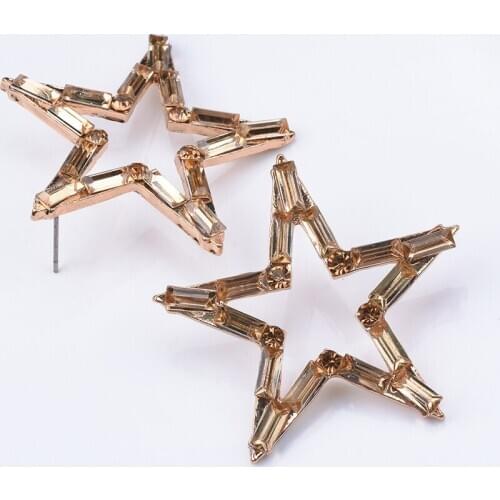 2020 New Fashion Hollow Crystal Pentagram ZA Earrings Jewelry Women Korean Party Small Drop Earrings Geometric Statement Earring