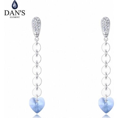 DANS ELEMENT New Sales Genuine Austrian Crystal White Gold Color Heart Earrings For Women Valentines Gift 127283