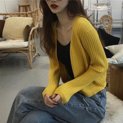Woman Sweaters Cardigan Knitted Cardigan Coat for Women Spring Autumn Outerwear Loose Long Sleeve Gentle V-neck Sweater