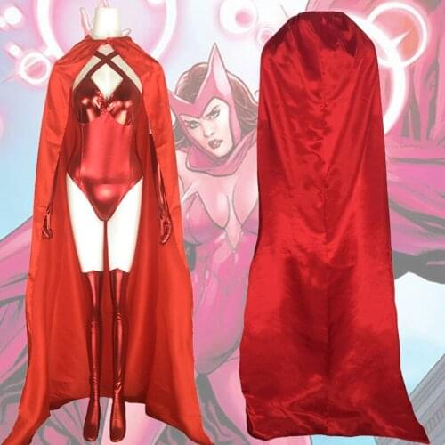Wanda Vision Scarlet Witch Cosplay Costume Red Cloak Cape Uniform Suit Outfit Full Set For Women Halloween Party Cosplay Costume