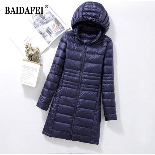 Plus Szie Coat Hat Detachable Long Down Jacket Women Winter Ultra Light Down Jacket Women with Hooded Down Coat Female