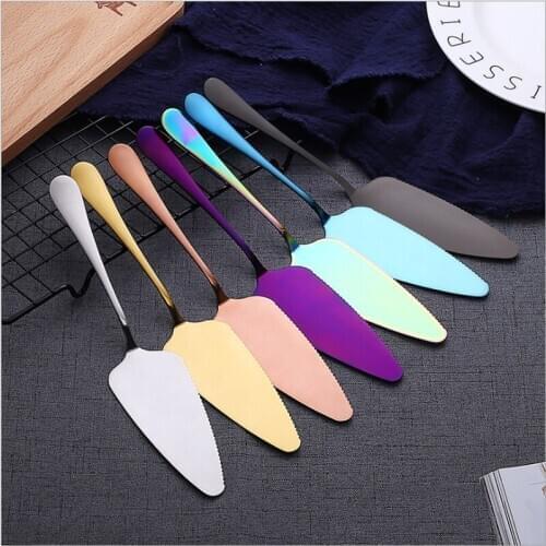 1PC Colorful Stainless Steel Serrated Edge Cake Server Blade Cutter Pie Pizza Shovel Cake Spatula Baking Tool
