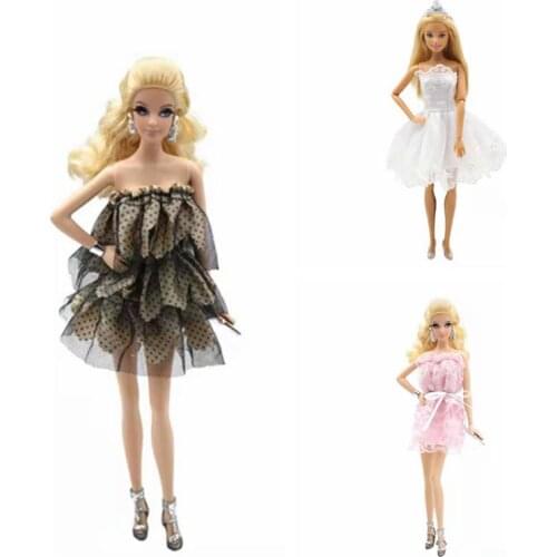 11.5" Charming Off Shoulder Princess Lace Doll Clothes For Barbie Dress Outfits Little Vestido Party Gown 1/6 BJD Accessory Toys