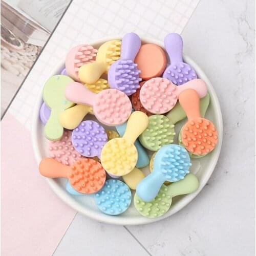 12pcs Macaron Colors Comb Flat back Resin Cabochon Kawaii DIY Decoration Crafts Doll house macaron toy accessories
