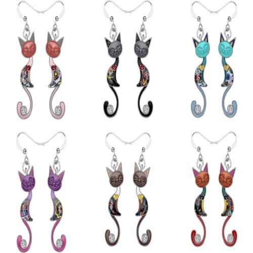 6 Colors Milangirl Colorful Small Cat Ear Dangle Earrings for Women Dangle Earring Hoop Wedding Party Jewelry