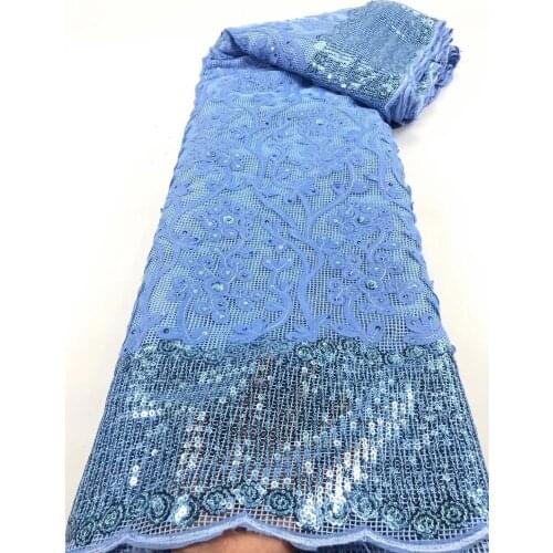 African Sequins Lace Fabric New Arrival Nigerian Tulle Mesh Lace Fabric For Wedding 3d Sequins Lace Fabrics with Party