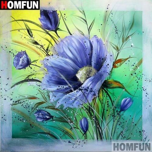 HOMFUN Full Square/Round Drill 5D DIY Diamond Painting "Flower painting" 3D Diamond Embroidery Cross Stitch Home Decor A19985