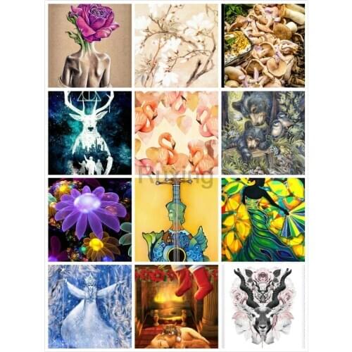 Diamond Embroidery Animated flower animal landscape Square Diamond Painting Crystal Mosaic Rhinestone Handicraft wall painting