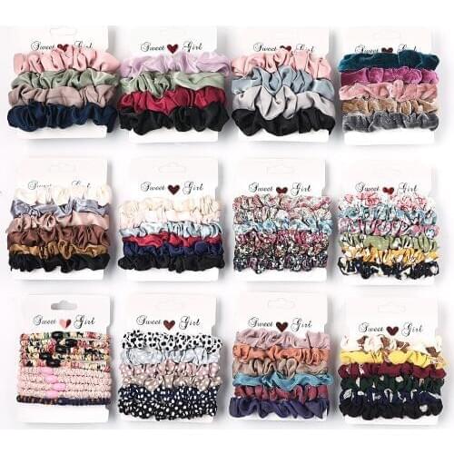 Free shipping fashion candy color ins winter women basic scrunchies girls hair bands Ponytail Holder Hair accessories