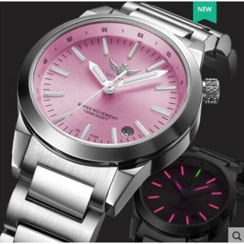 Yelang Women Tritium Light T100 Watch Ronda Movement Quartz Luminous Girl Military Waterproof 100m Wristwatch Steel Band