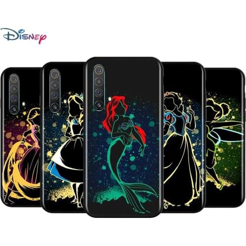 Black Soft Elsa Ariel Princess For Realme 7i Global C2 C3 C11 C12 C15 C17 X2 X3 Superzoom X50 XT Q2 Q2i Pro 5G Phone Case