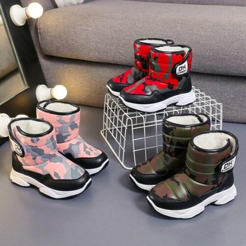 Kids shoes Winter New Boys Thick Snow Boots Girls Waterproof Warm Camouflage Kids Cotton Boots Childrens Short Boots