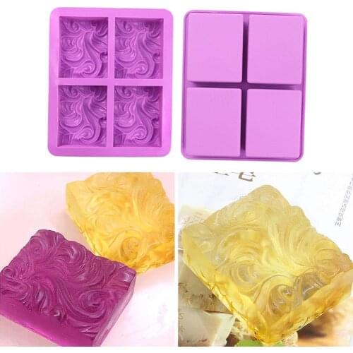Handmade Soap Mold Cake Aromatherapy Mold 4 Cavity Flower Mold Mold Wavy Soap Diy 3D P4B0 Plaster Silicone X8C6