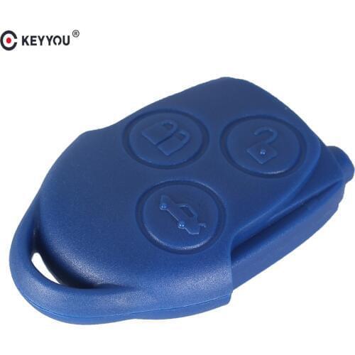 KEYYOU 3 BUTTON CONNECT REMOTE KEY FOB CASE SHELL FOR FORD TRANSIT WITH BLADE BLUE