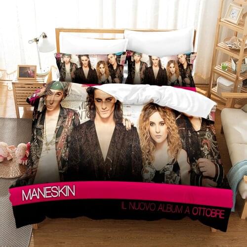 Maneskin Bedding Set Single Twin Full Queen King Size Stars Maneskin Bed Set Childrens Kid Bedroom Duvetcover Sets 3D Print 009