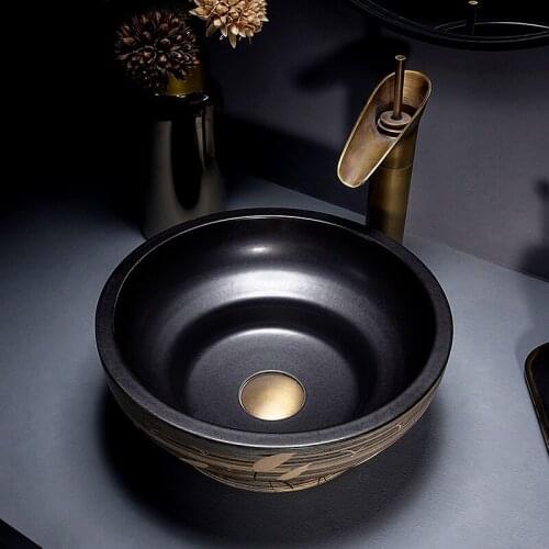 Small family ceramic table basin 35cm small size wash basin RETRO art wash basin creative single basin household