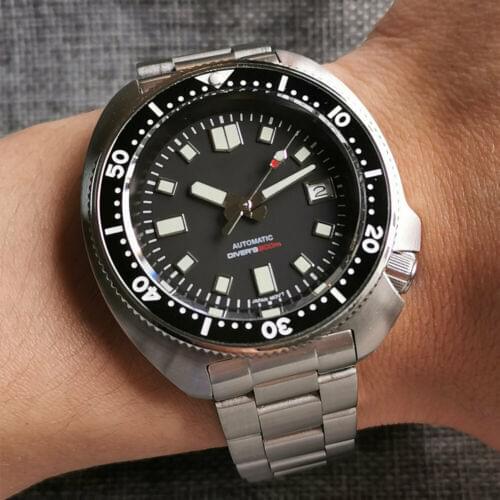 Luxury Tandorio 44MM Sterile Black Dial Bracelet NH35 Automatic Steel Diving Mens Watch Luminous Dial Sapphire Glass