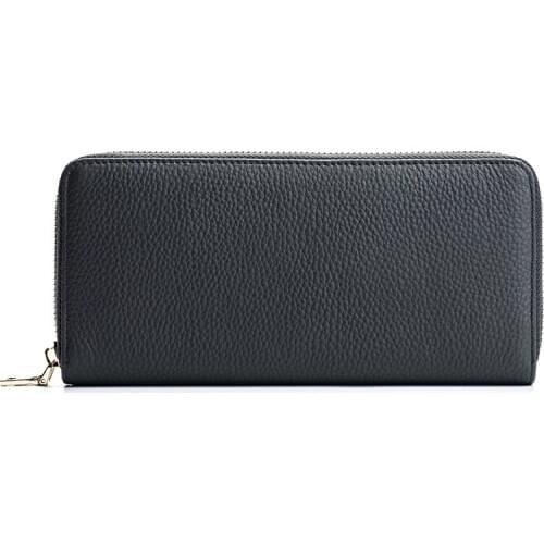 Classic design hot Premium High quality genuine cow leather Man Long Cluth Purse Wallet Zip Card Holder