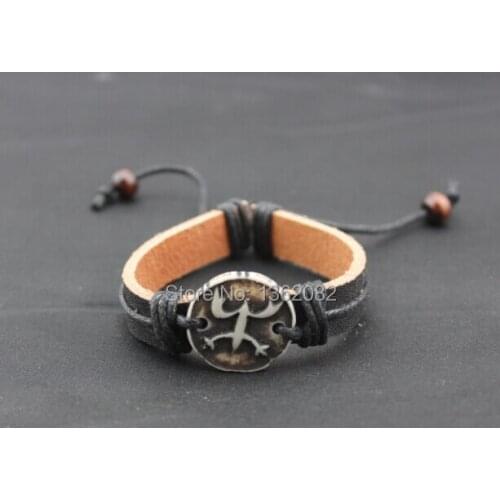 Tribal Style Men Womens Yak Bone Carving Frog Surfer Bracelet Black Hemp Leather Bracelet Bangle Gift MB56