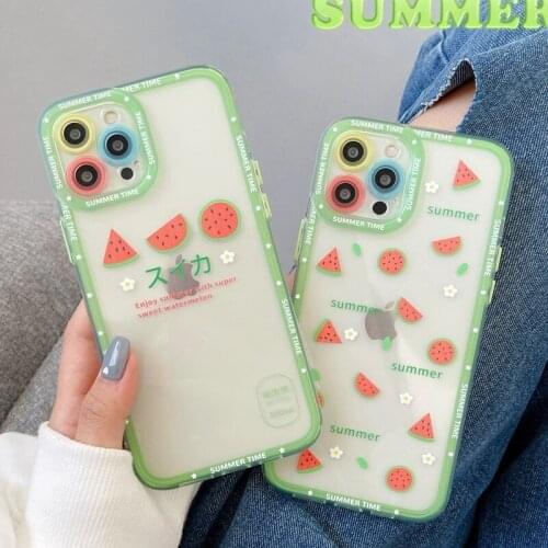 Summer Watermelon Pattern Silicone Soft Phone Case For iphone 11 Pro Max 12 Mini SE 2020 7 8 Plus 12Pro XS Max X XR Simple Cover