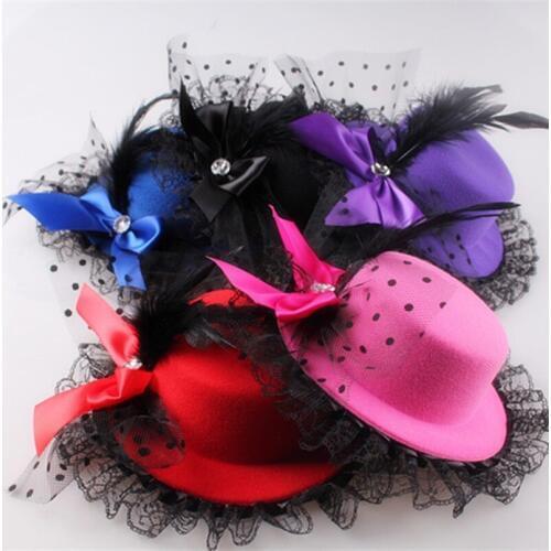 Multiple Color Crinoline Fascinator Ken Party Top Hats Children Girl Headwear Classic Mesh Bow Cocktail Headpiece Hats FNR160309