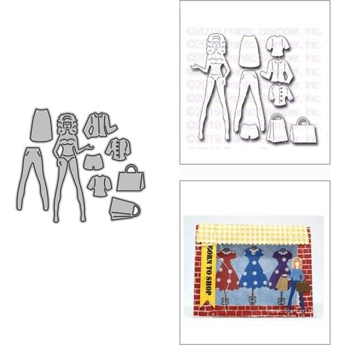 2021 New Shopping Girl Clothes Bag Metal Cutting Dies for DIY Scrapbooking Decor and Card Making Paper Craft Embossing No Stamps