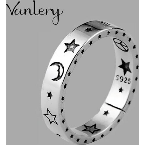 New Trendy Personality Punk Moon Star Rings For Women Lady Resizable Size Rings Party Jewelry Charm Gifts