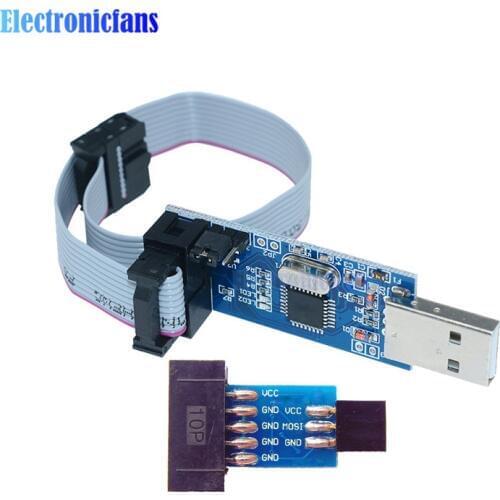 2Pcs/Set 10Pin To 6 Pin Adapter Board + USBASP USBISP AVR Programmer USB ATMEGA8 ATMEGA128 ATtiny/CAN/PWM 10Pin Wire Module DIY